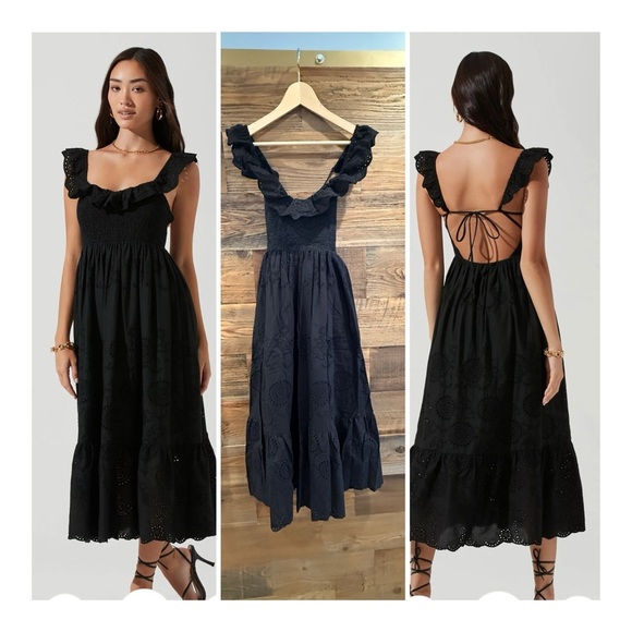 Astr Dresses & Skirts - ASTR the Label Cottage Eyelet Black Ruffle Dress MRSP $178